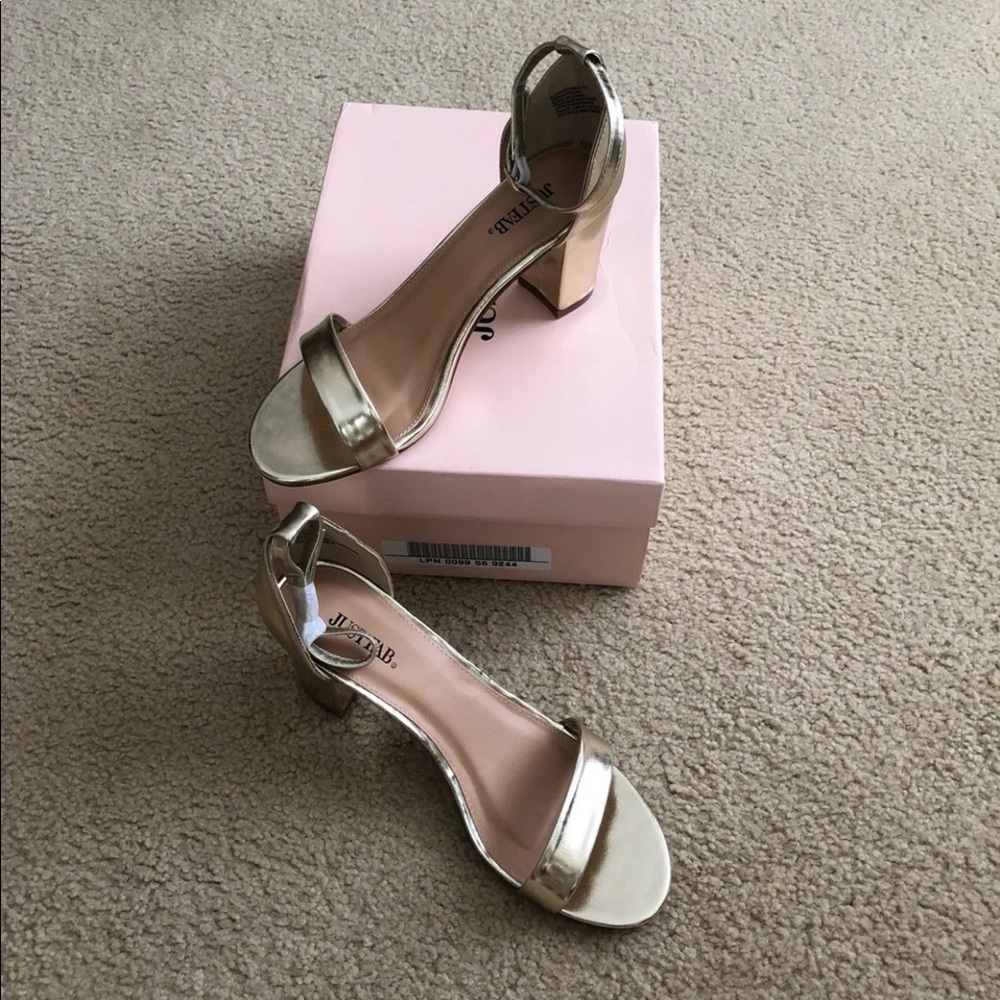 JustFab Strappy Block Heel Light Gold